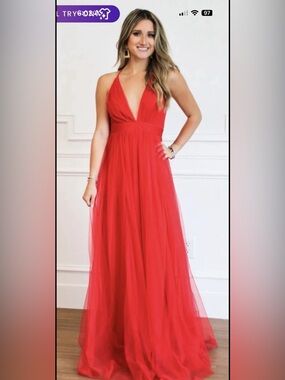 Bella And Bloom Luxxel Women’s Sheer Long Red Dress Size Small